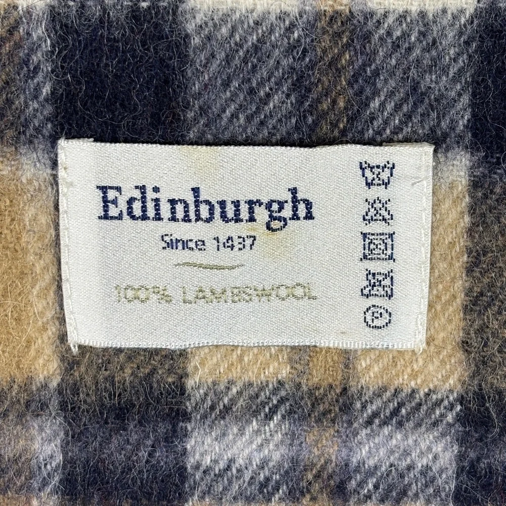Edinburgh Since 1437 100% Lambswool Plaid Fringe Scarf‎ 10 X 68 Preppy Academia